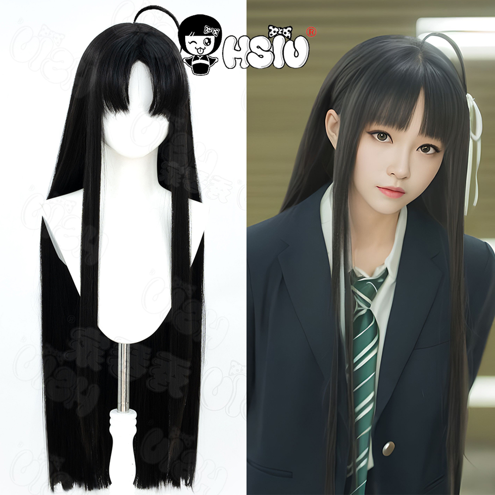 Anime Cosplay Girl With Black Hair - Awa Subaru คอสเพลย์วิกผม HSIU 80 ซม.ผมยาวสีดําวิกผมสังเคราะห์ทนความร้อนอะนิเมะสาว