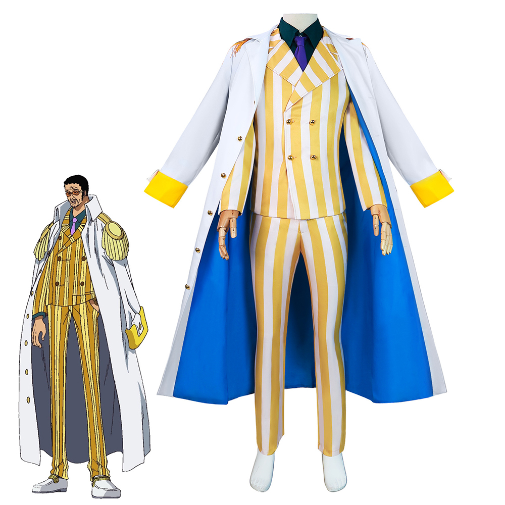 Anime Cosplay One Piece - อะนิเมะOne Piece Borsalino Navy Cosplayเครื่องแต่งกายยาวWindbreakerเสื้อกางเกงManทั่วไปเครื่องแต่งกายฮาโลวีนเครื่องแต่งกาย