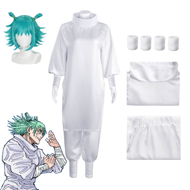 Anime Cosplay Jujutsu - อะนิเมะจูจุสึ เจเคเค มังงะ คาชิโมะ ฮาจิเมะคอสเพลย์เครื่องแต่งกายวิกผมสีเทอร์ควอยซ์สีขาวกางเกงยืดหยุ่นชุดคอสคอนเวนชั่นปาร์ตี้ฮาโลวีน