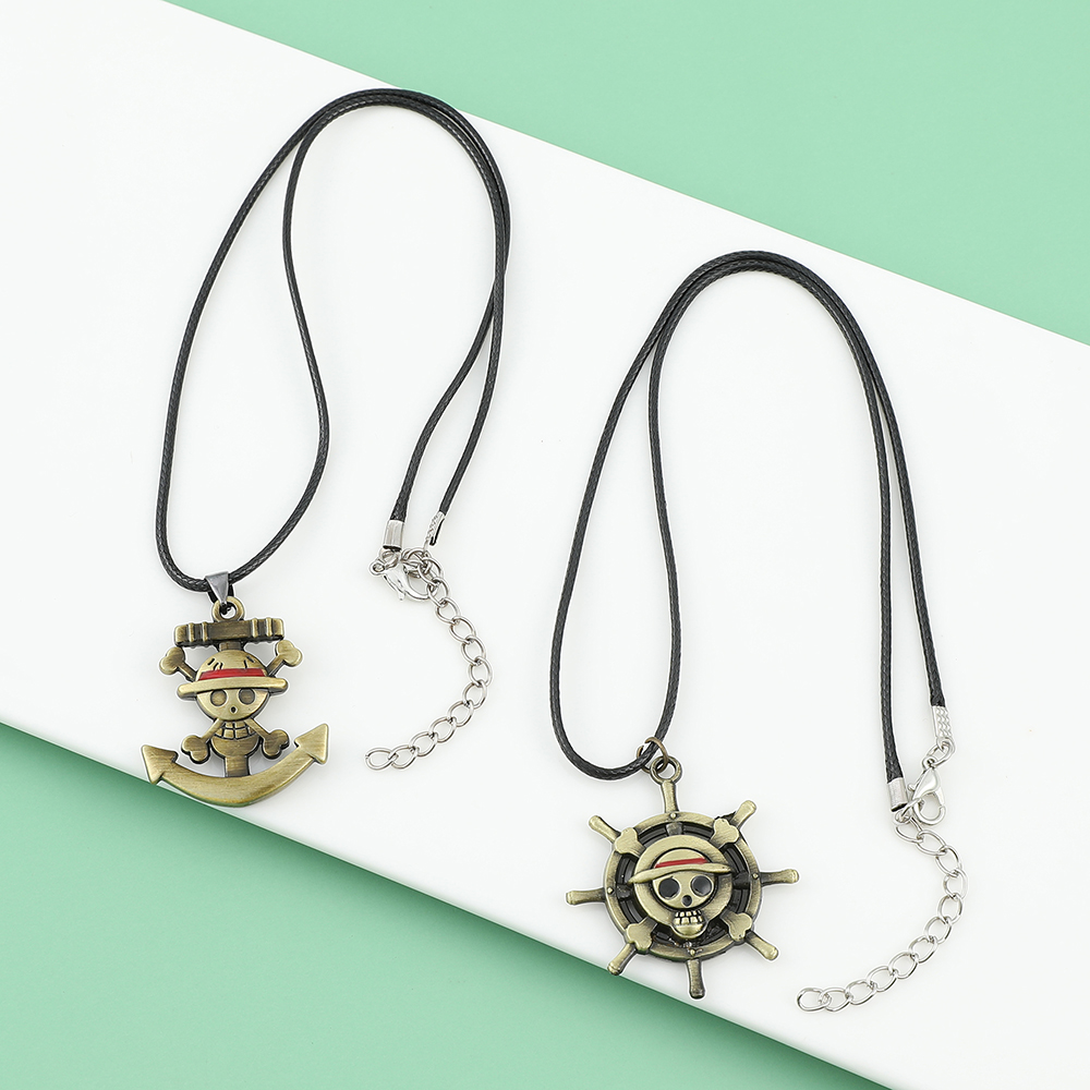 Anime Cosplay One Piece - สร้อยคอโลโก้หัวกะโหลกวันพีซ - เครื่องประดับคอสเพลย์มังกี้ ดี ลูฟี่ของขวัญธีมอนิเมะสำหรับแฟนๆ
