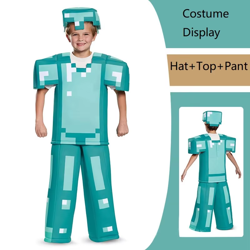Anime Cosplay Armor - ชุดคอสเพลย์เด็ก ชุดเกราะเพชร ตัวละครสตีฟ ชุดคอสเพลย์ 3 ชิ้น