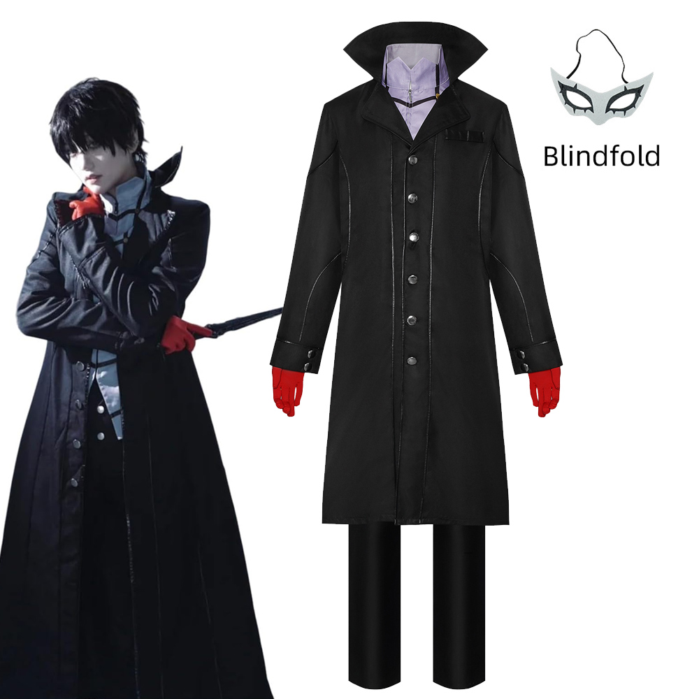 Anime Cosplay With Mask - โจ๊กเกอร์ เร็น อามามิยะคอสเพลย์เครื่องแต่งกายเพอร์โซน่า 5 โจรคอสเพลย์ชุดสมบูรณ์แบบพร้อมหน้ากากตาผู้ชายเครื่องแต่งกายการแสดงบนเวที
