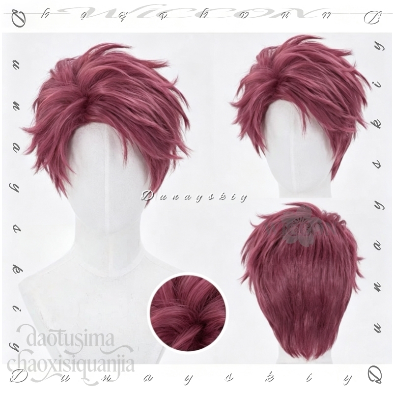 วิกผมสั้นสีม่วงแดงสำหรับคอสเพล - Anime Cosplay With Mask บทวิจารณ์และราคา