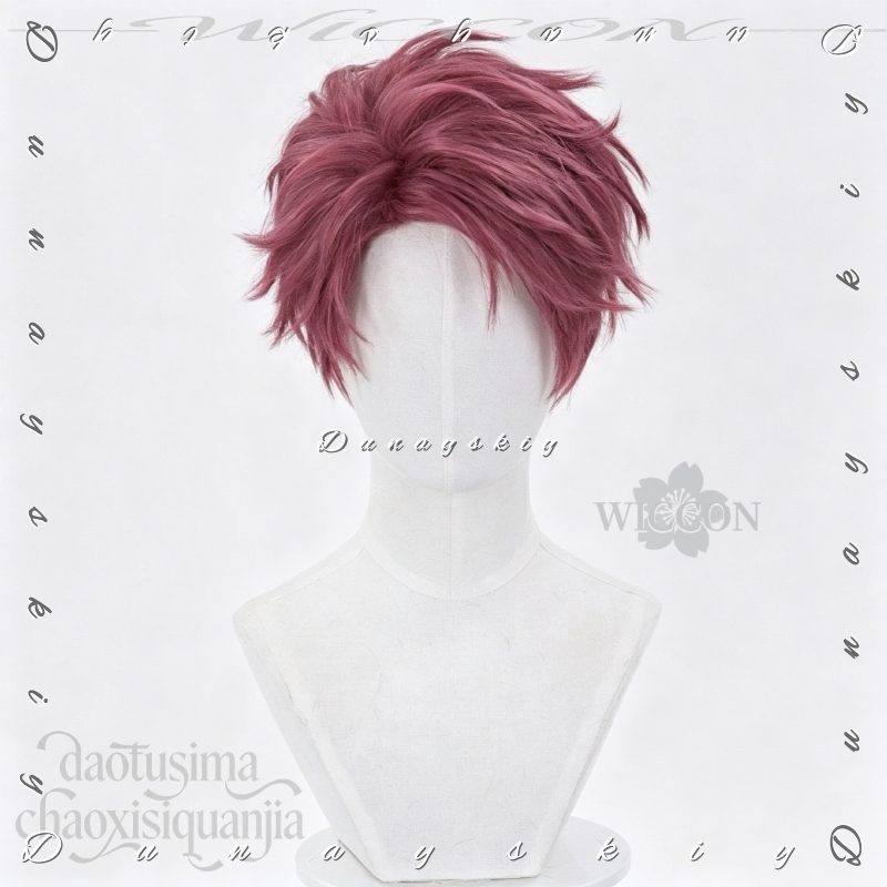 วิกผมสั้นสีม่วงแดงสำหรับคอสเพล - Anime Cosplay With Mask บทวิจารณ์และราคา